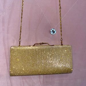 Zeca Italy Design Gold Sparkly Clutch/Strap Purse